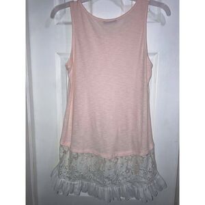 Hi Beam Pink Lace Bottom Sleeveless Tunic OSFM